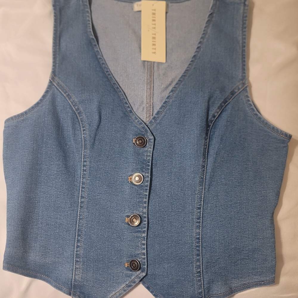 Denim Button-Up Vest